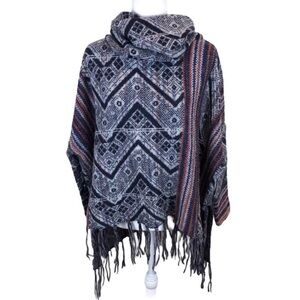 FREE PEOPLE The One Poncho Fringe Cozy Sweater Size S